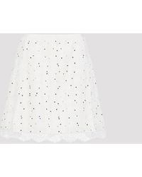 Giambattista Valli - Ivory Cotton Mini Skirt With Polka Dot Design And Lace Trim - Lyst