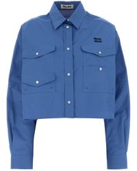 Miu Miu - Cerulean Poplin Oversize Shirt - Lyst