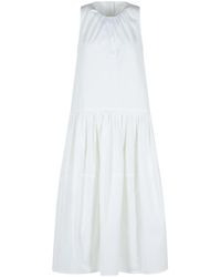 Jil Sander - Vestido de algodón blanco - Lyst