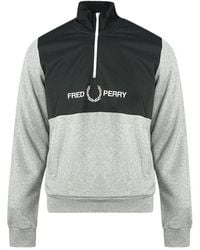 Fred Perry Gray Half Zip Pull-over Gray Sweater