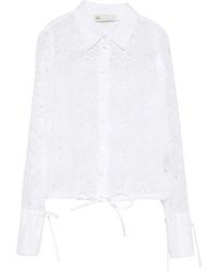 Tory Burch - Camisa inglesa con bordado floral de - Lyst