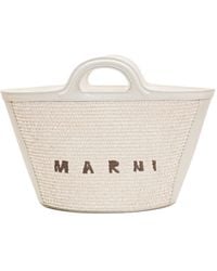 Marni - Borsa Tropicalia in Pelle E Rafia Ecrù - Lyst