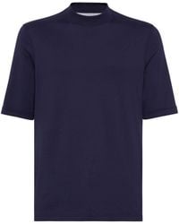 Brunello Cucinelli - T-Shirt En Coton À Col Montant - Lyst