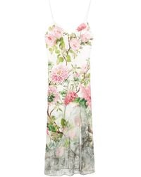 Alice + Olivia - Juliette Floral-Printed Satin Midi Dress - Lyst