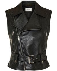 Saint Laurent - Leather Biker Vest - Lyst