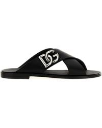 Dolce & Gabbana - Sandali In Pelle Con Logo Dg - Lyst