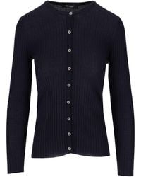 LA ROSE - Cash/Silk Ribs R Neck Cardigan - Lyst