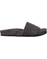 Brunello Cucinelli - Slippers And Clogs Suede/Dark - Lyst