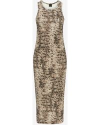 Pinko - Stretch Cotton Dress With Animal Print - Lyst