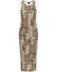 Pinko - Stretch Katoenen Jurk Met Dierenprint - Lyst