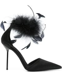 Paris Texas - Lidia Black Feder Stiletto Sandale - Lyst