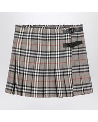 Burberry - Wool Kilt Skirt With Check Pattern - Lyst
