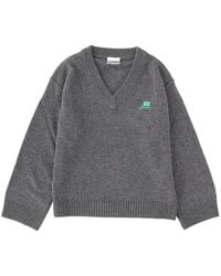 Ganni - Logo V Neck Sweater - Lyst