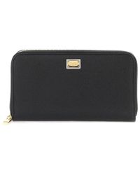 Dolce & Gabbana - Schwarze brieftasche aus geprägtem leder mit innenfächern - Lyst