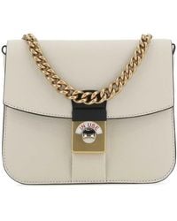 Maison Margiela - Two-Tone Leather And Cotton New Lock Square Handbag - Lyst