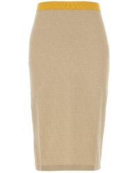 Fendi - Sand Stretch Cotton Blend Skirt - Lyst