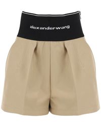 Alexander Wang - Shorts Cotton et Nylon avec ceinture de marque - Lyst