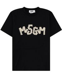 MSGM - Logo Crew Neck T-Shirt - Lyst