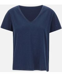 Woolrich - Camiseta de cuello de algodón azul de lana de lana. - Lyst