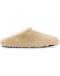 Prada - Sand Shearling Slippers - Lyst