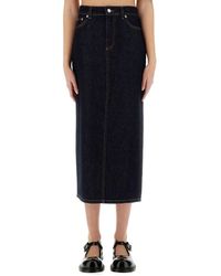 Moschino - Classic High-Waisted Long Denim Skirt - Lyst