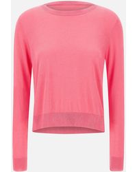 Kaos - Rosa Baumwoll- Und Seidenpullover Mit Langen Ärmeln - Lyst