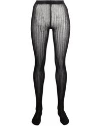 Prada - Metallic-effect Striped Tights - Lyst