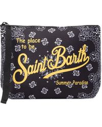 Mc2 Saint Barth - Pochette Aline in Scuba Con Stampa Bandana Nera - Lyst