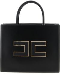Elisabetta Franchi - Large Logo Shopping Bag Tote Nero-Donna - Lyst