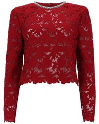 Self-Portrait - Lace Crystal Trim Top - Lyst