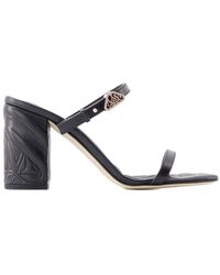 McQueen - Sandalias con tacón de sello Leather Black/Argenté - Lyst