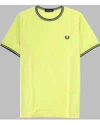 Fred Perry - T Shirt Con Doppia Riga - Lyst