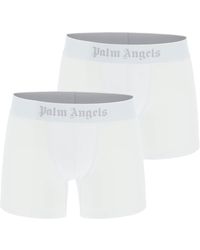 Palm Angels Boxershorts Met Logo In Twee Pakken - Wit