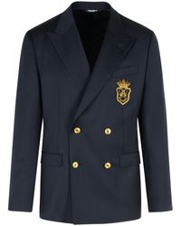 Dolce & Gabbana - Blue Virgin Wool Blazer - Lyst