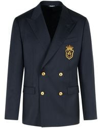 Dolce & Gabbana - Double-Breasted Jacket With Patch - Lyst