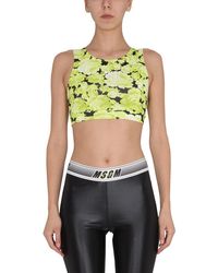 MSGM - Floral Round Neck Top - Lyst