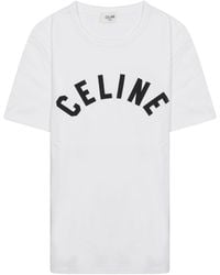 Celine - T-Shirt Con Logo - Lyst