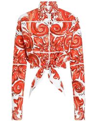 Dolce & Gabbana - Popeline-Hemd Mit Majolica-Print - Lyst