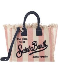 MC2 Saint Barth - Striped Canvas Beach Tote Bag With Embroidered Logo - Lyst