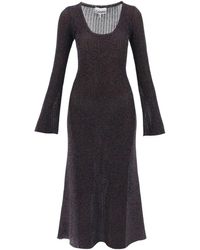 Ganni - Lurex Knit Midi Dress - Lyst