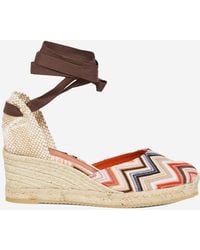 【Missoni】 Zig Zagレザー wedgeサンダル Zig Zag leather wedge sandals in black - Missoni | Mytheresa