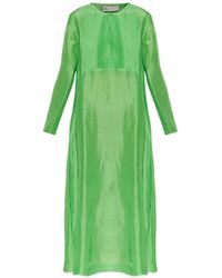 Tory Burch - Long Sleeved Dress With Pleated Bib - Lyst