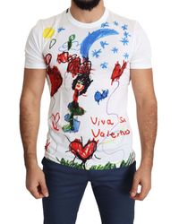 Dolce & Gabbana White Kids Drawing Print Cotton T-shirt