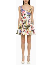 Dolce & Gabbana - Dolce&Gabbana Garden Print Bustier Dress In - Lyst