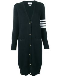 Thom Browne - Cárdigan largo con cuello de pico y puntada Milano de fina lana merino - Lyst