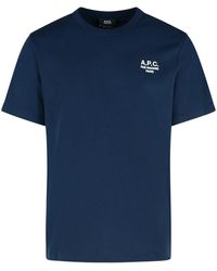 A.P.C. - Navy Cotton T -Shirt - Lyst