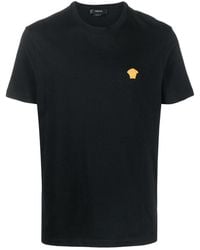 Versace - T-Shirt With Iconic Logo Embroidered On The Chest - Lyst