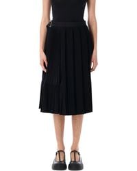 Junya Watanabe - Pleated Midi Skirt With Integrated Belt And Side B - Lyst