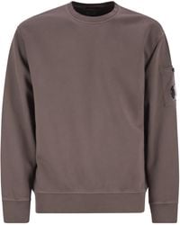 C.P. Company - Fleece Crew Neck Sweatshirt mit diagonalen Linsen - Lyst