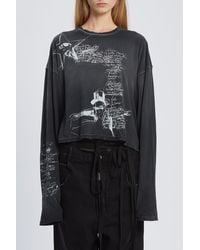 Ann Demeulemeester - Nikita Relax Fit Boxy Cropped T-Shirt With "Sketchbook" Print - Lyst